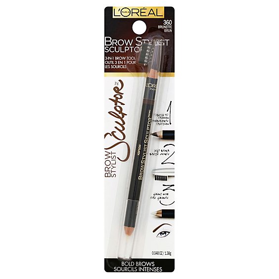 LOreal Brow Stylist Sculptor Tool 3 In 1 Brunette 360 - 0.05 Oz