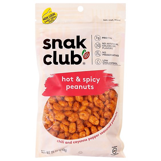 Snak Club Peanuts Hot & Spicy - 7.50 Oz