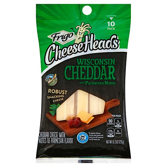 Frigo Cheese Heads Premium Snacking String Cheddar Cheese With Parmesan - 10-0.83 Oz