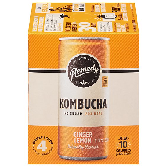 Remedy Ginger Lemon Kombucha - 4-11 Fl. Oz.