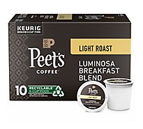 Peet's Coffee Luminosa Breakfast Blend Light Roast K Cup Pods - 10 Count