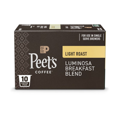 Peet's Coffee Luminosa Breakfast Blend Light Roast K Cup Pods - 10 Count