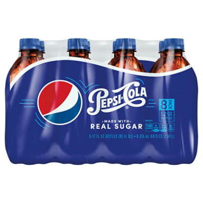 Pepsi Soda Cola Made with Real Sugar - 8-12 Fl. Oz.