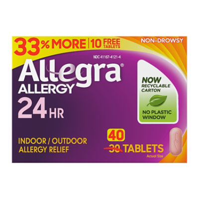 Allegra Allergy Antihistamine Tablets 12 Hour 60mg Non-Drowsy - 40 Count - Image 1