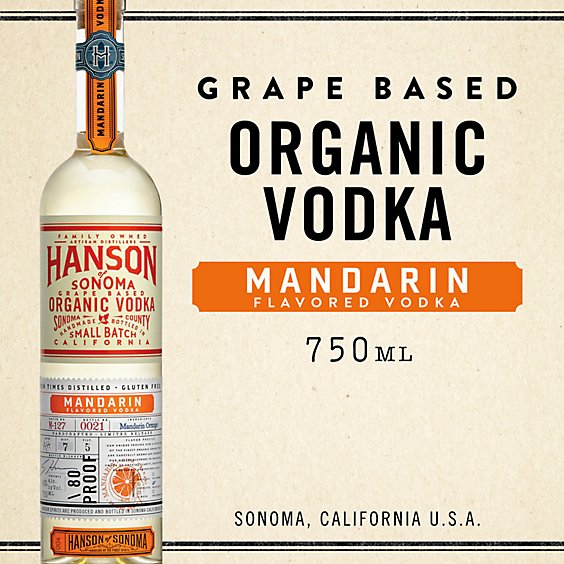 Hanson of Sonoma Organic Mandarin Grape Based Vodka Bottle - 750 Ml