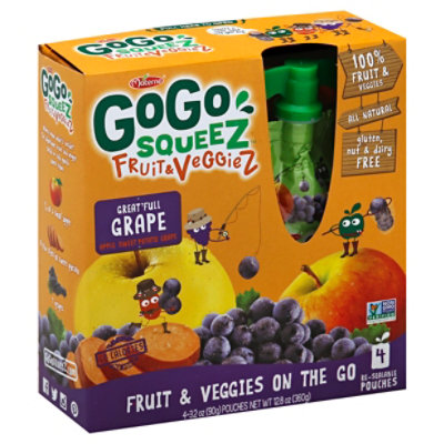 GoGo squeeZ Fruit & VeggieZ Apple Sweet Potato Grape - 4-3.2 Oz