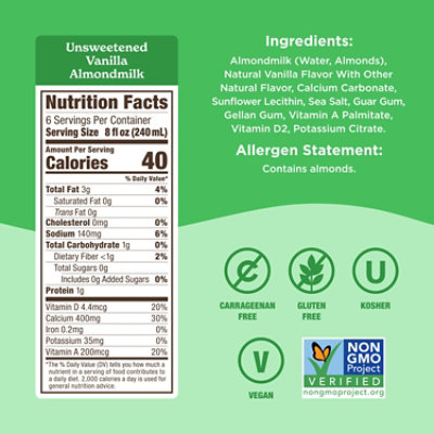 Califia Farms Unsweetened Vanilla Almond Milk - 48 Fl. Oz. - Image 2