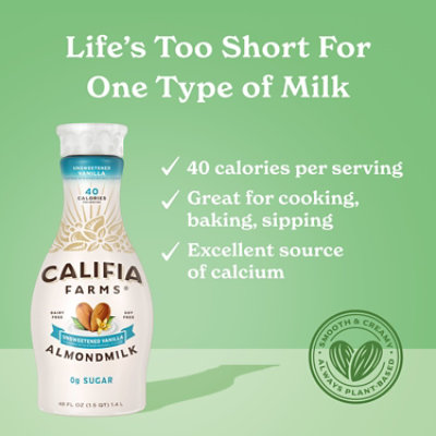 Califia Farms Unsweetened Vanilla Almond Milk - 48 Fl. Oz. - Image 2