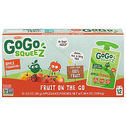 GoGo squeeZ Applesauce Apple Strawberry - 12-3.2 Oz - Image 3