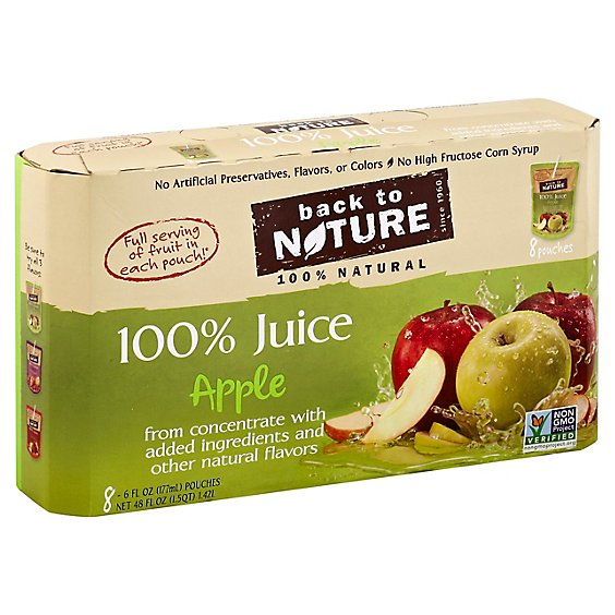 Back To Nature 100% Juice Apple - 8 - 6 Fl. Oz.