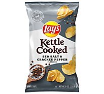Lays Potato Chips Kettle Cooked Sea Salt & Cracked Pepper - 8 Oz