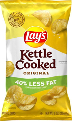 Lays Potato Chips Kettle Cooked Original Less Fat - 8 Oz - Image 2