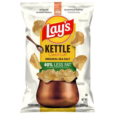 Lays Potato Chips Kettle Cooked Original Less Fat - 8 Oz - Image 1