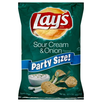 Lays Potato Chips Sour Cream & Onion Party Size! - 15.25 Oz - Shaw's