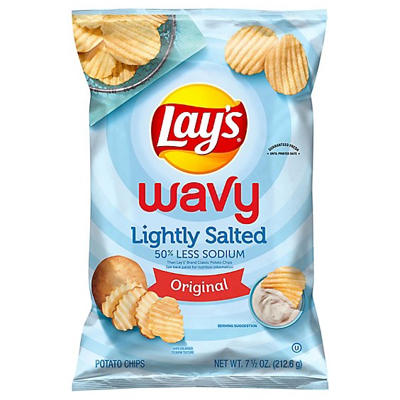 Lays Potato Chips Wavy Lightly Salted - 7.75 Oz