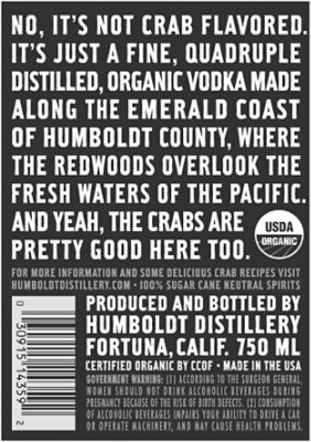 Humboldt Distillery Vodka 80 Proof - 750 Ml - Image 3