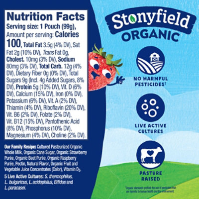 Stonyfield Organic Strawberry Beet Berry Whole Milk Yogurt Pouches - 4-3.5 Oz - Image 6