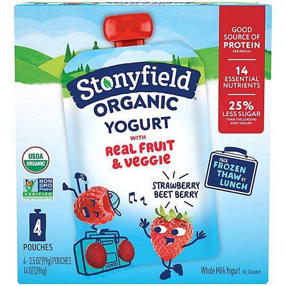 Stonyfield Organic Strawberry Beet Berry Whole Milk Yogurt Pouches - 4-3.5 Oz