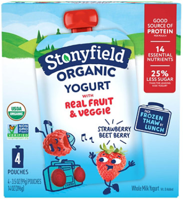 Stonyfield Organic Strawberry Beet Berry Whole Milk Yogurt Pouches - 4-3.5 Oz - Image 1