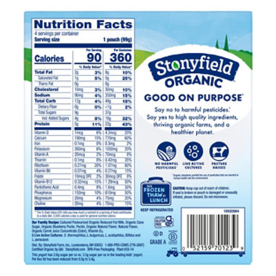 Stonyfield Organic Kids Reduced Fat Yogurt Pouches Blueberry - 4-3.5 Oz - Image 5