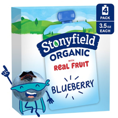 Stonyfield Organic Kids Reduced Fat Yogurt Pouches Blueberry - 4-3.5 Oz - Image 1