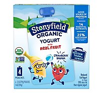 Stonyfield Organic Kids Strawberry Banana Lowfat Yogurt Pouches - 4-3.5 Oz