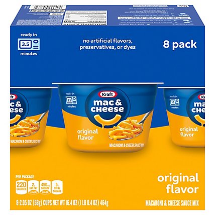 Kraft Original Macaroni & Cheese Easy Microwavable Dinner Cups - 8-2.05 Oz - Image 2