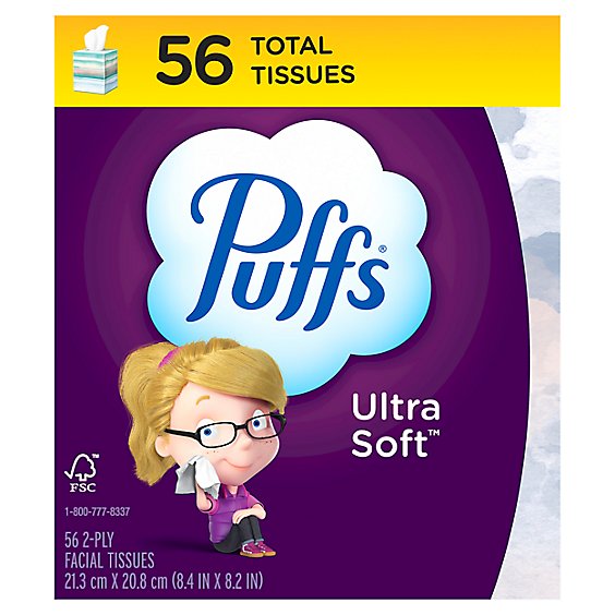 Puffs Ultra Soft Non Lotion Facial Tissue Cube - 56 Count