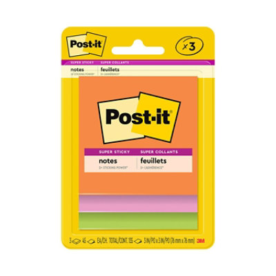 Post-It Notes Super Sticky Rio de Janeiro Collection 3 x 3 Inch - 3 Count -  Vons