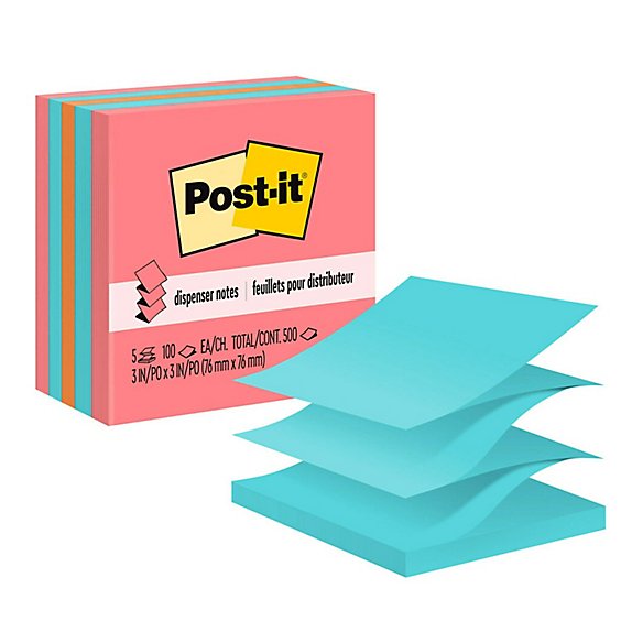 Post-It Pop Up Notes Assorted Colors 3 inch x 3 Inch - 5 Count