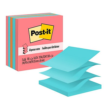Post-It Pop Up Notes Assorted Colors 3 inch x 3 Inch - 5 Count - Image 1