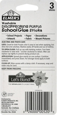 Elmers School Glue Sticks Washable Disappearing Purple - 3 Count - Image 3