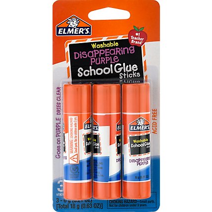 Elmers School Glue Sticks Washable Disappearing Purple - 3 Count - Image 2