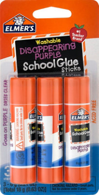 Elmers School Glue Sticks Washable Disappearing Purple - 3 Count - Image 2