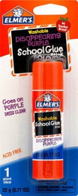 Elmers School Glue Sticks Washable Disappearing Purple Giant Stick - Each - Image 1