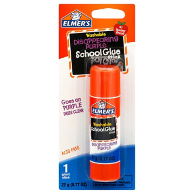 Elmers School Glue Sticks Washable Disappearing Purple Giant Stick - Each