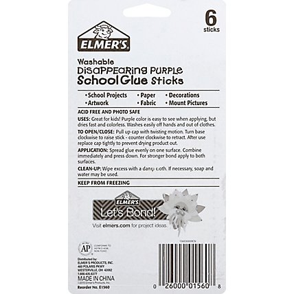 Elmers School Glue Sticks Washable Disappearing Purple - 6 Count - Image 3