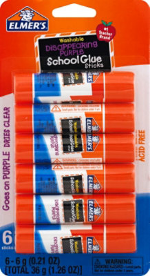 Elmers School Glue Sticks Washable Disappearing Purple - 6 Count - Image 2