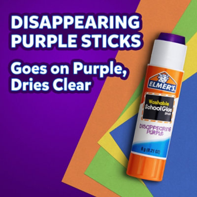 Elmers School Glue Sticks Washable Disappearing Purple - 6 Count - Image 3