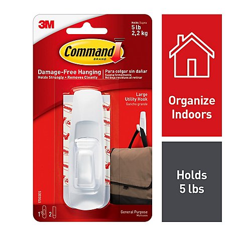 3M Command Utility Hook General Purpose Holds 5 Lb - Each