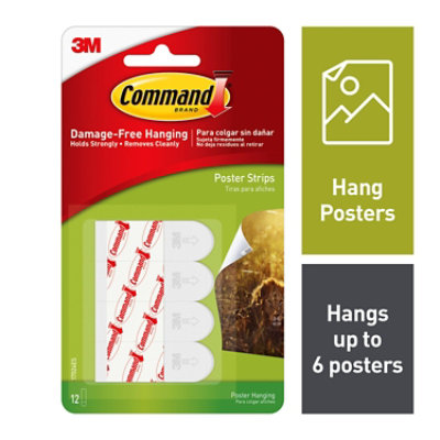 3M Command Poster Strips White - 12 Count - Image 1