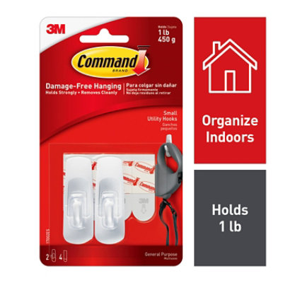 Command Utility Hooks Small 2 Hooks 4 Strips- 2 Count