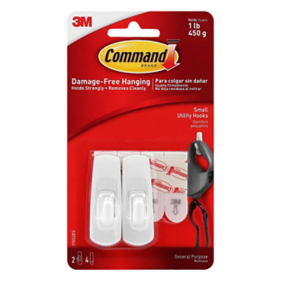 Command Utility Hooks Small 2 Hooks 4 Strips- 2 Count - Image 1