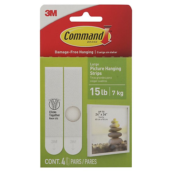 3M Command Large PiCounture Hanging Strips White - Each