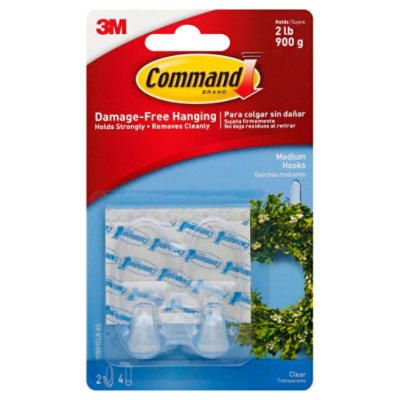 3M Command Hook 2 Clear Hooks With 4 Clear Strips Medium - Each - Image 3