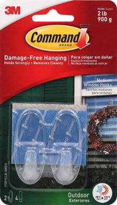 Command Outdoor Window Hooks With Clear Strips - 2 Package - Image 2