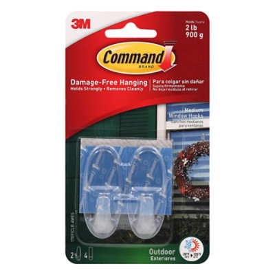 Command Outdoor Window Hooks With Clear Strips - 2 Package