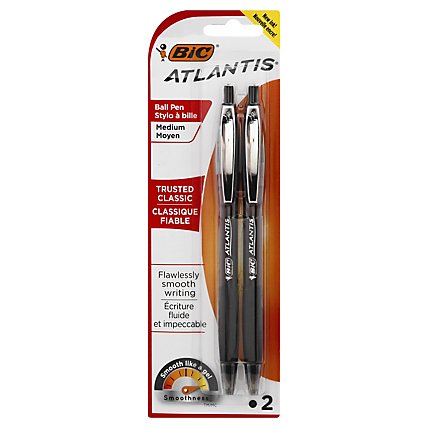 Bic Pens Ball Atlantis Retractable Medium 0.7 mm Black Ink - 2 Count - Image 3
