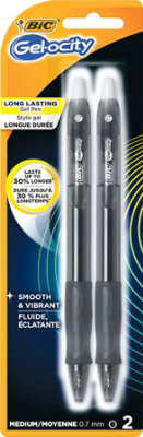 Bic Pens Gel Gelocity Retractable Medium 0.7 mm Black Ink - 2 Count - Image 2