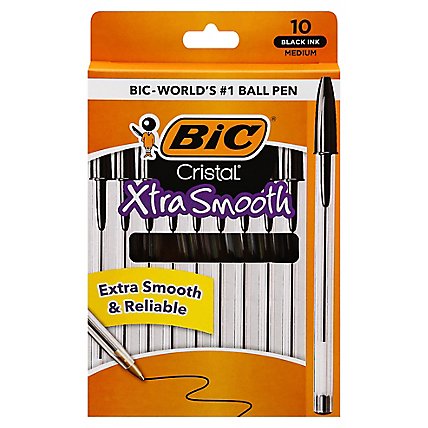 Bic Ball Pens Cristal Xtra Smooth Medium 1.0 mm Black Ink - 10 Count - Image 3